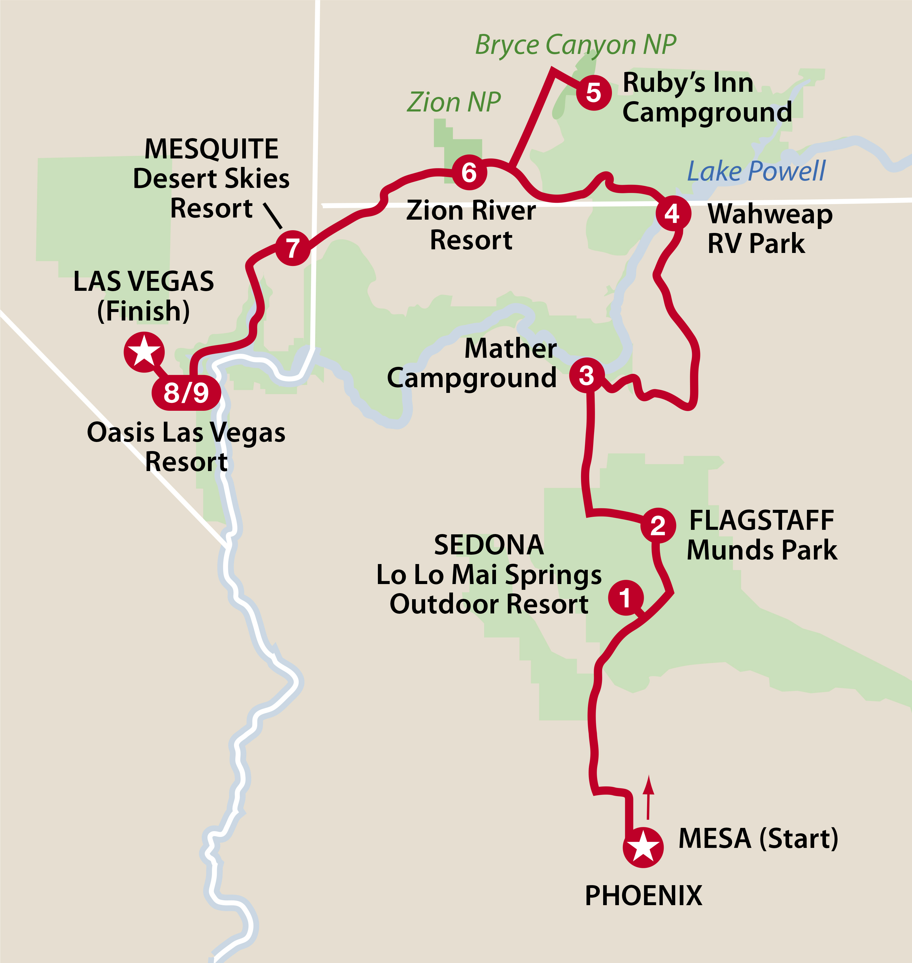 Mapa ruta Phoenix to Las Vegas